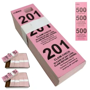 1000 Coat Room Checks Numbers Hang Tags 3 Part Paper Tickets Consecutive Numbers