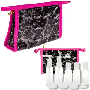 10pcs Makeup Cosmetic Travel Kit Clear Toiletry Bag Organizer Bottles Spray Pump