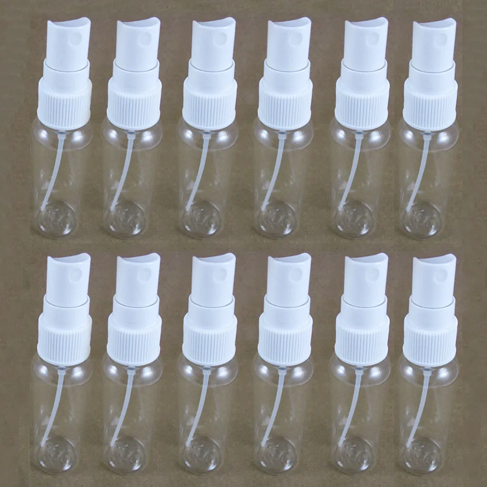 12 Lot Plastic Spray Bottles 2 oz PET Clear Mist Sprayer TSA Empty Travel Refill