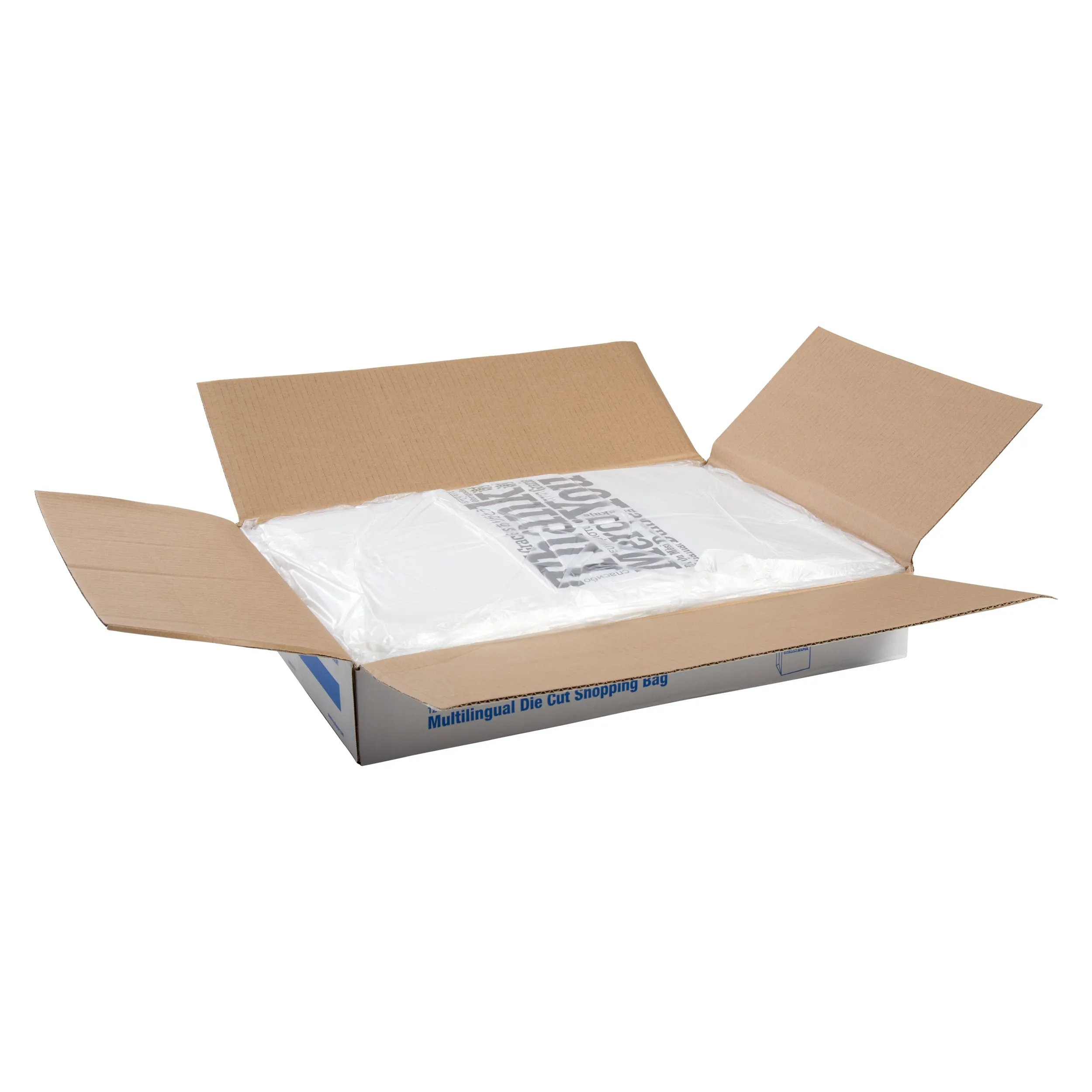 12" x 10" x 17" Die Cut Handled Multilingual Shopping Bags, Case of 200