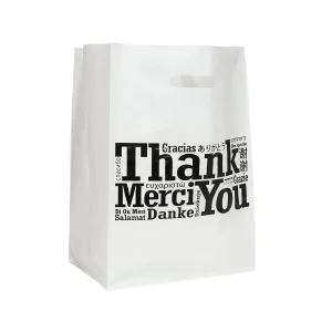 12" x 10" x 17" Die Cut Handled Multilingual Shopping Bags, Case of 200