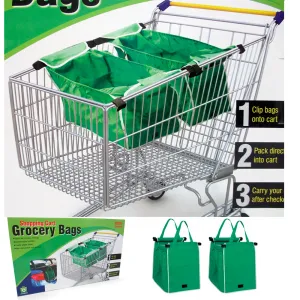 2x Grab Bag Reusable Clip To Cart Tote 40 Lbs As Seen On Tv Grocery Shopping New