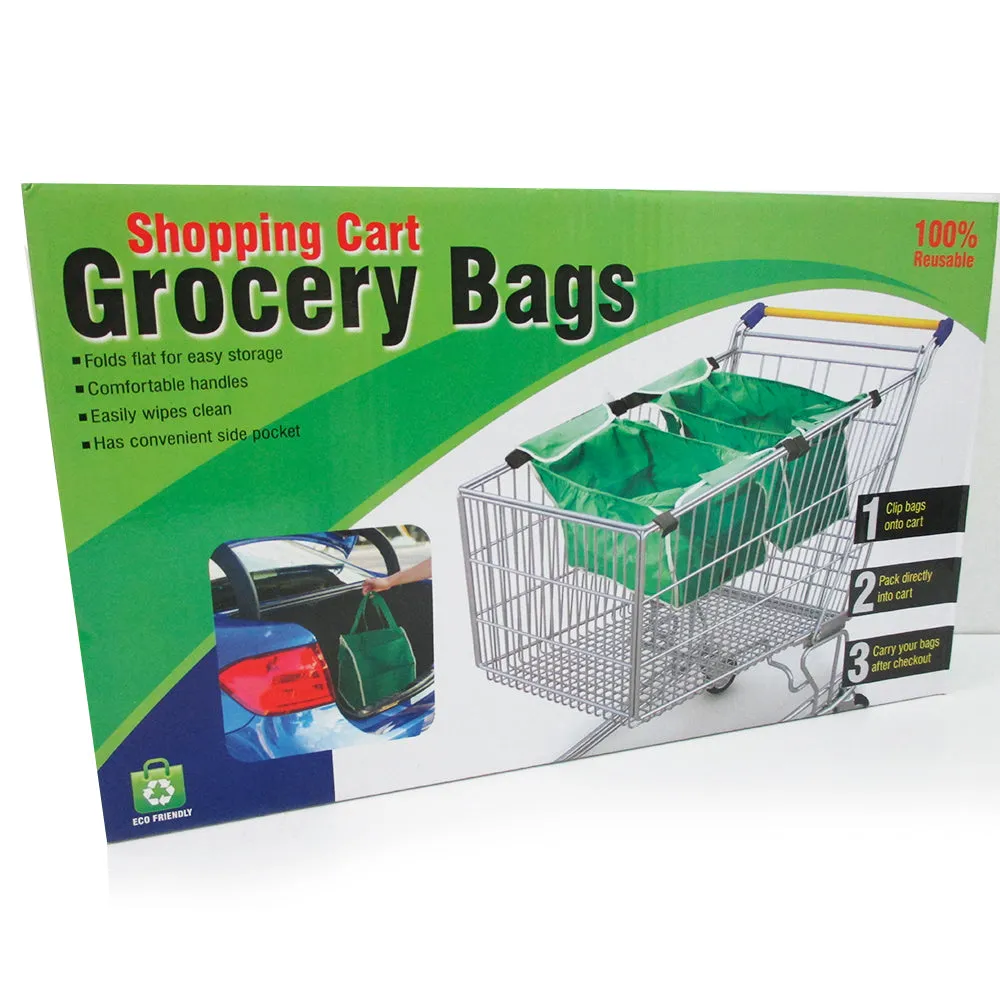 2x Grab Bag Reusable Clip To Cart Tote 40 Lbs As Seen On Tv Grocery Shopping New