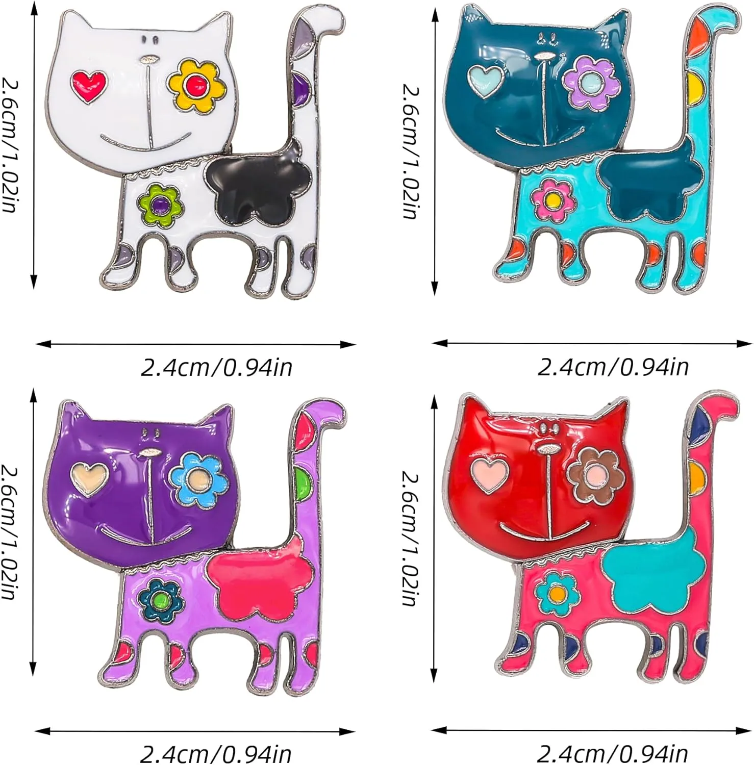 4PCS Cartoon Brooch Pins for Women Gift Enamel Backpack Decoration Gifts