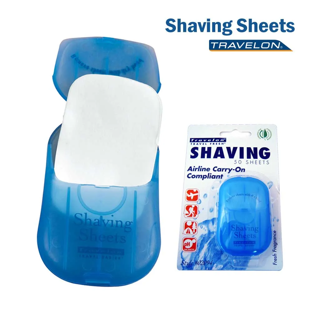 50 Pc Foam Shaving Sheets Travel Shave Cream Hygiene Skin TSA Compliant Carry On