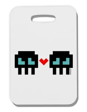 8-Bit Skull Love - Boy and Boy Thick Plastic Luggage Tag