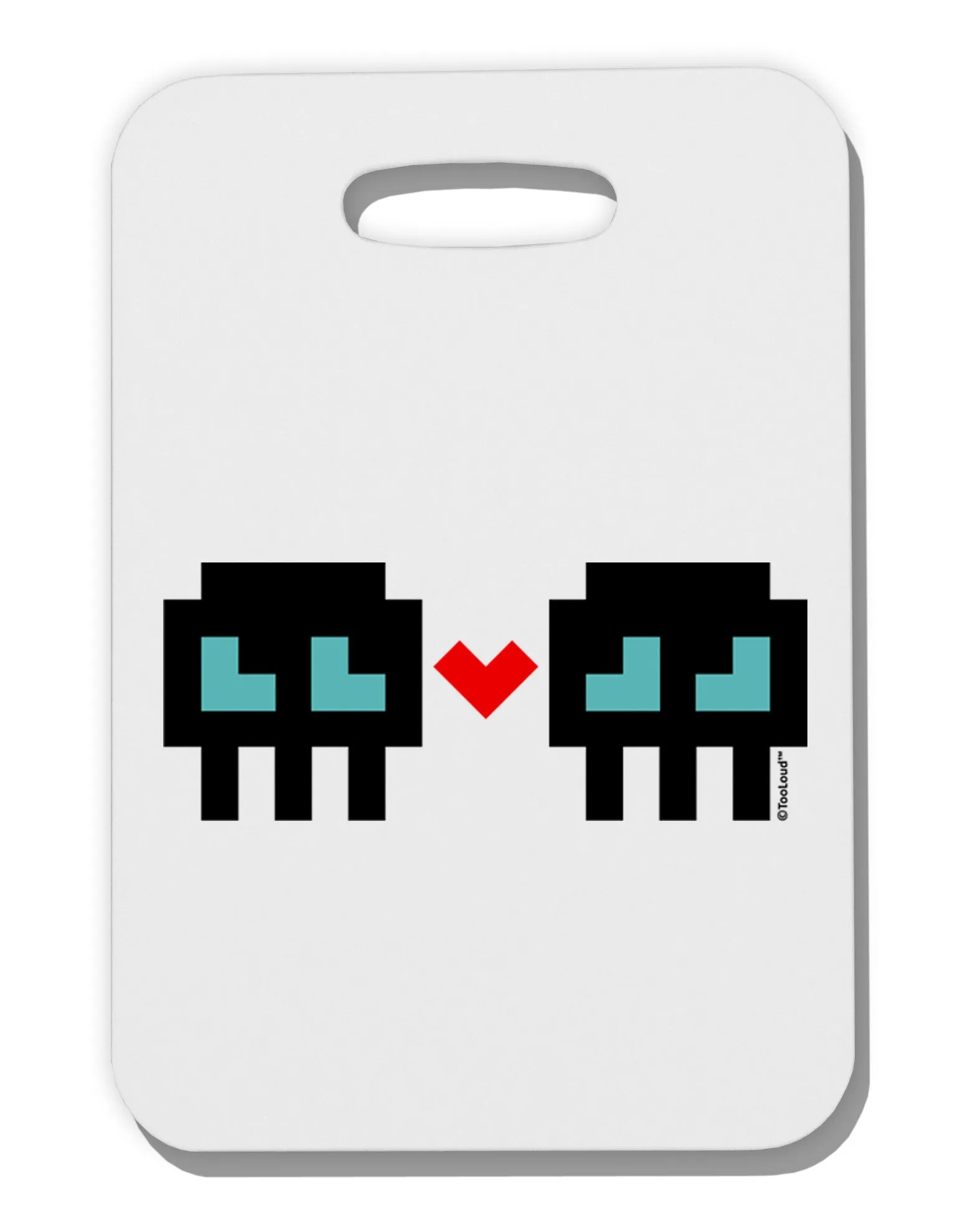 8-Bit Skull Love - Boy and Boy Thick Plastic Luggage Tag