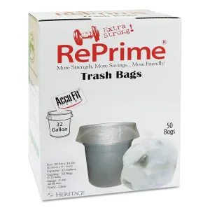 AccuFit Linear Low Density Can Liners With Accufit Sizing, 32 Gal, 0.9 Mil, 33" X 44", Clear, 300/Carton - HERH6644TCRC1CT