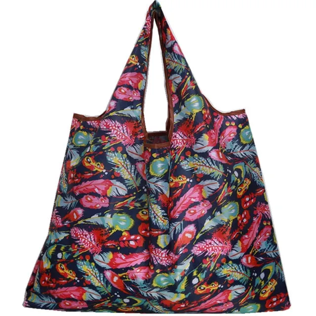 Big Size Thick Nylon Large Tote ECO Reusable Polyester Portable Shoulder Women's Handbags Folding Pouch Shopping Bag Foldable