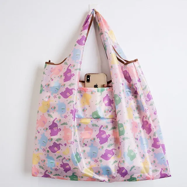 Big Size Thick Nylon Large Tote ECO Reusable Polyester Portable Shoulder Women's Handbags Folding Pouch Shopping Bag Foldable