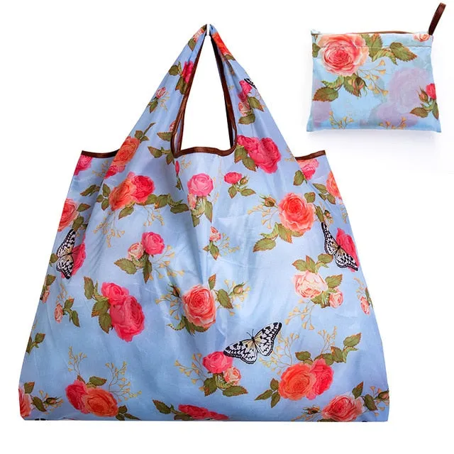 Big Size Thick Nylon Large Tote ECO Reusable Polyester Portable Shoulder Women's Handbags Folding Pouch Shopping Bag Foldable