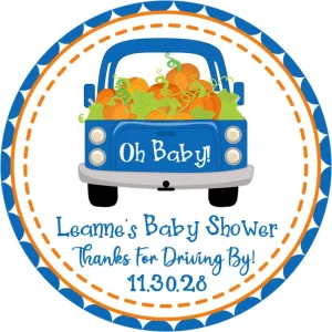 Blue Fall Drive By Baby Shower Stickers Or Favor Tags