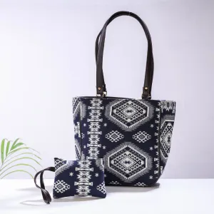 Blue - Handmade Cotton Shoulder Bag (Set of 2)