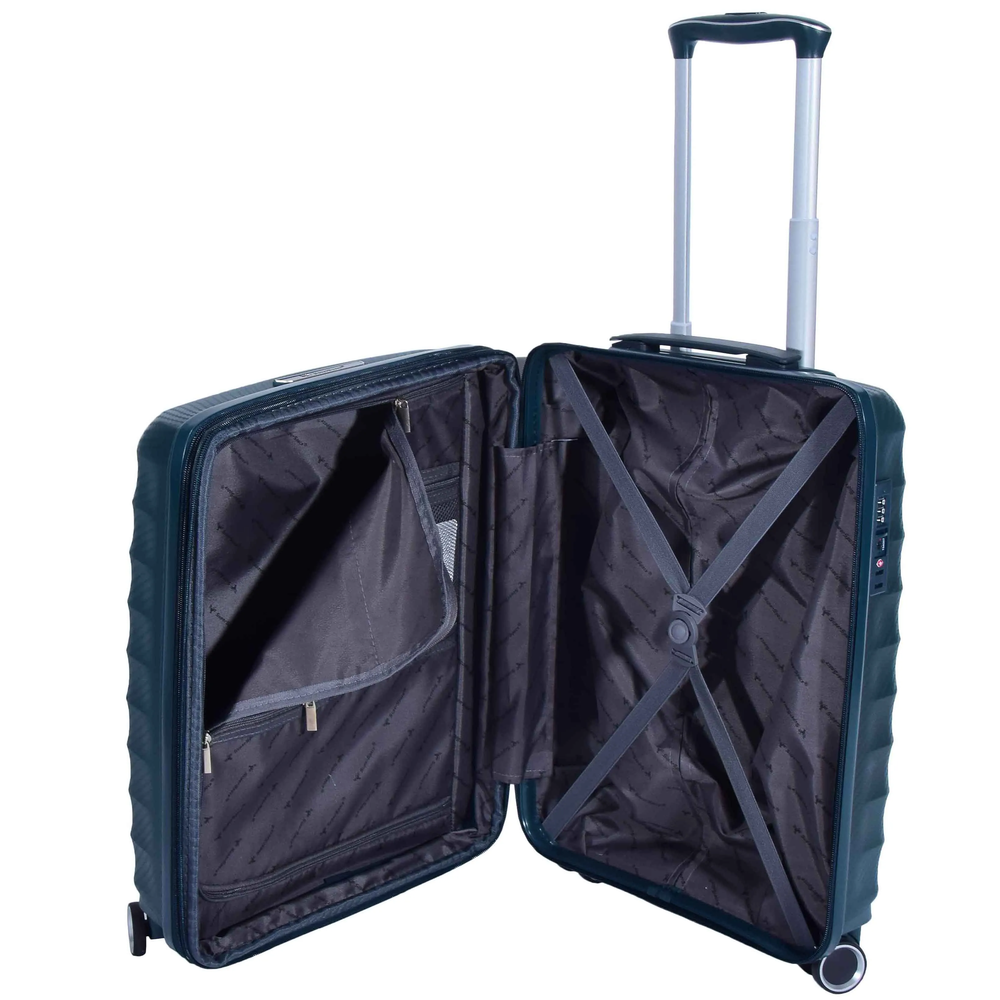 Cabin Size 8 Wheeled Expandable ABS Luggage Pluto Green