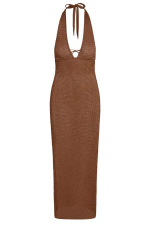 Catania Dress - Bronze Lurex Lace Crochet