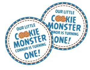 Cookie Monster Birthday Party Stickers Or Favor Tags