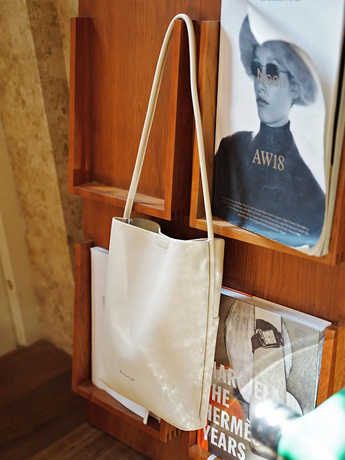 Creamy White Cowhide Leather Tote Bag