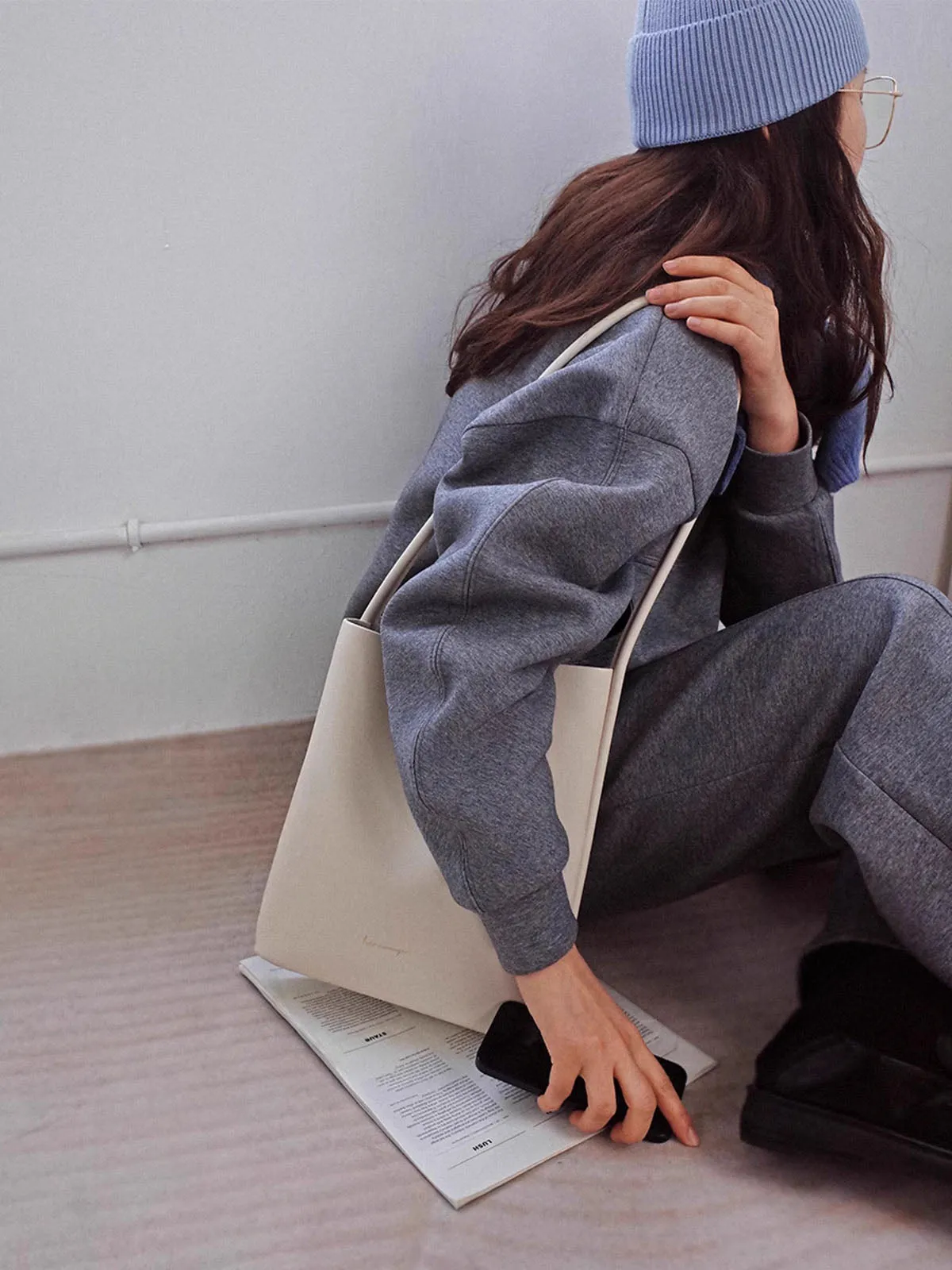 Creamy White Cowhide Leather Tote Bag