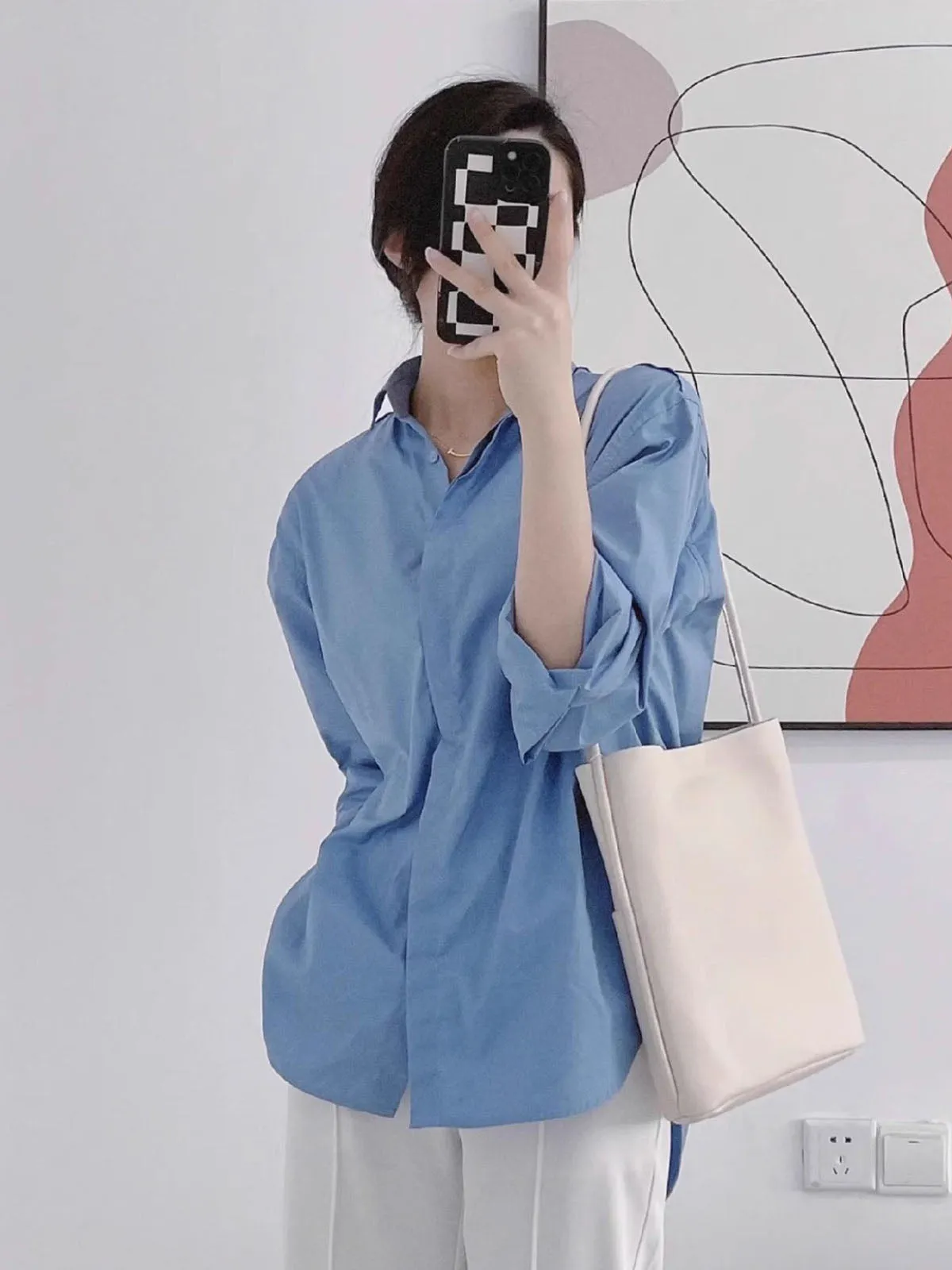 Creamy White Cowhide Leather Tote Bag
