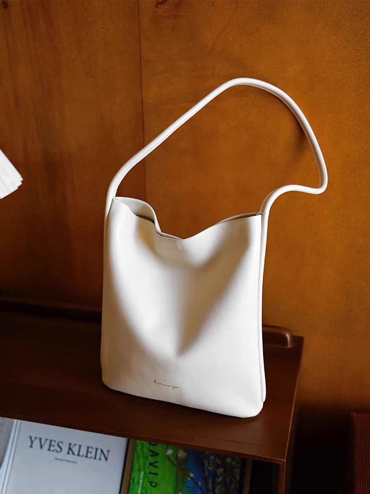 Creamy White Cowhide Leather Tote Bag