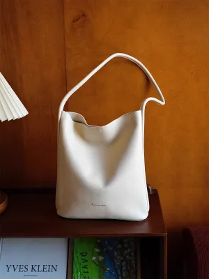 Creamy White Cowhide Leather Tote Bag