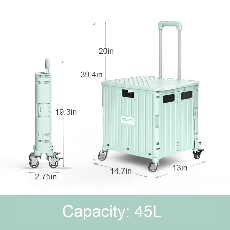Foldable Utility Cart Rolling Crate with Lid