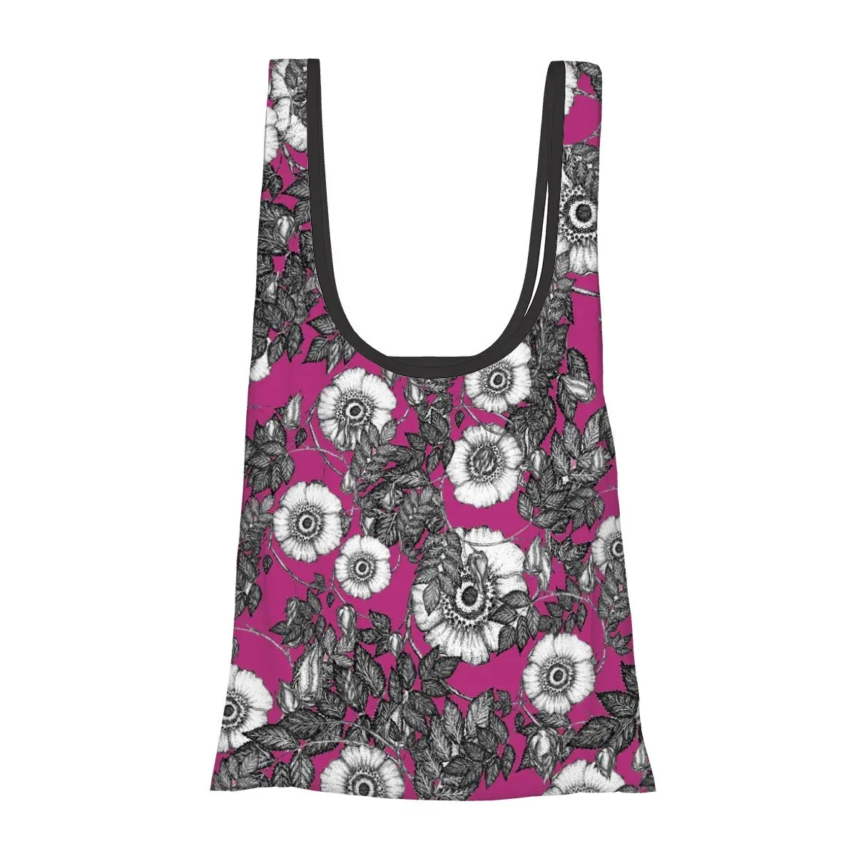 Folding Shopping Bag (Polyester with storage pouch) Wild Rose 2