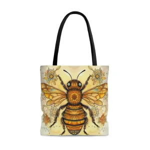 Folk Art Honey Bee Tote Bag - Cute Cottagecore Totebag Makes the Perfect Gift