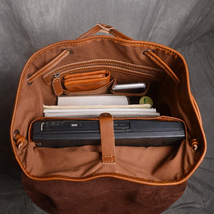 Full Grain Leather Backpack Men Travel Backpack Cool Backpacks