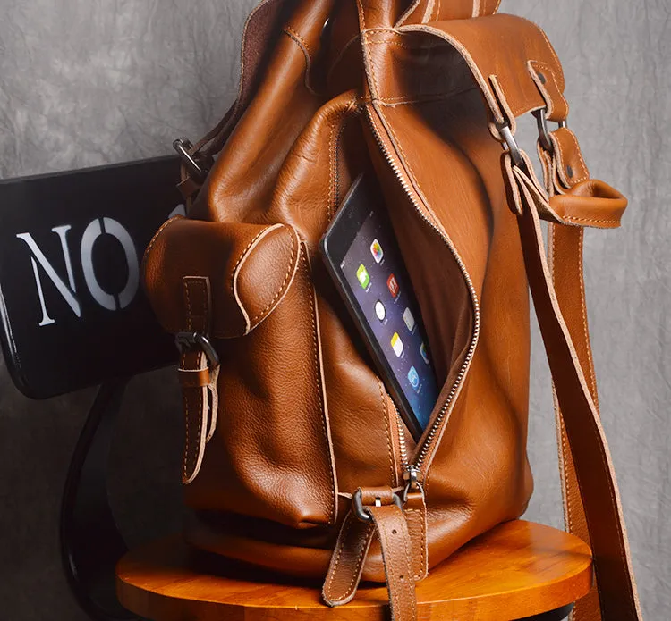 Full Grain Leather Backpack Men Travel Backpack Cool Backpacks