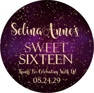 Galaxy Sweet 16 Birthday Party Stickers Or Favor Tags