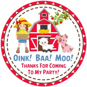 Girls Farm Party Stickers Or Favor Tags