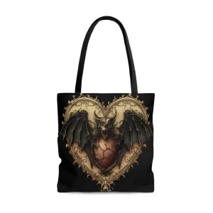 Gothic Bat Heart Tote Bag - Cute Cottagecore Totebag Makes the Perfect Gift