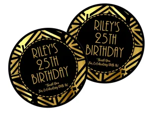 Great Gatsby Birthday Party Stickers Or Favor Tags