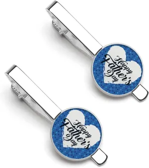 Happy Father's Day Tie Clips for Men 2 Pcs Necktie Bar Pinch Clothing Accessories Suitable for Wedding Business Anniversary