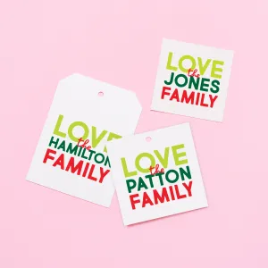 Holiday Stacked Family Personalized Tag or Sticker