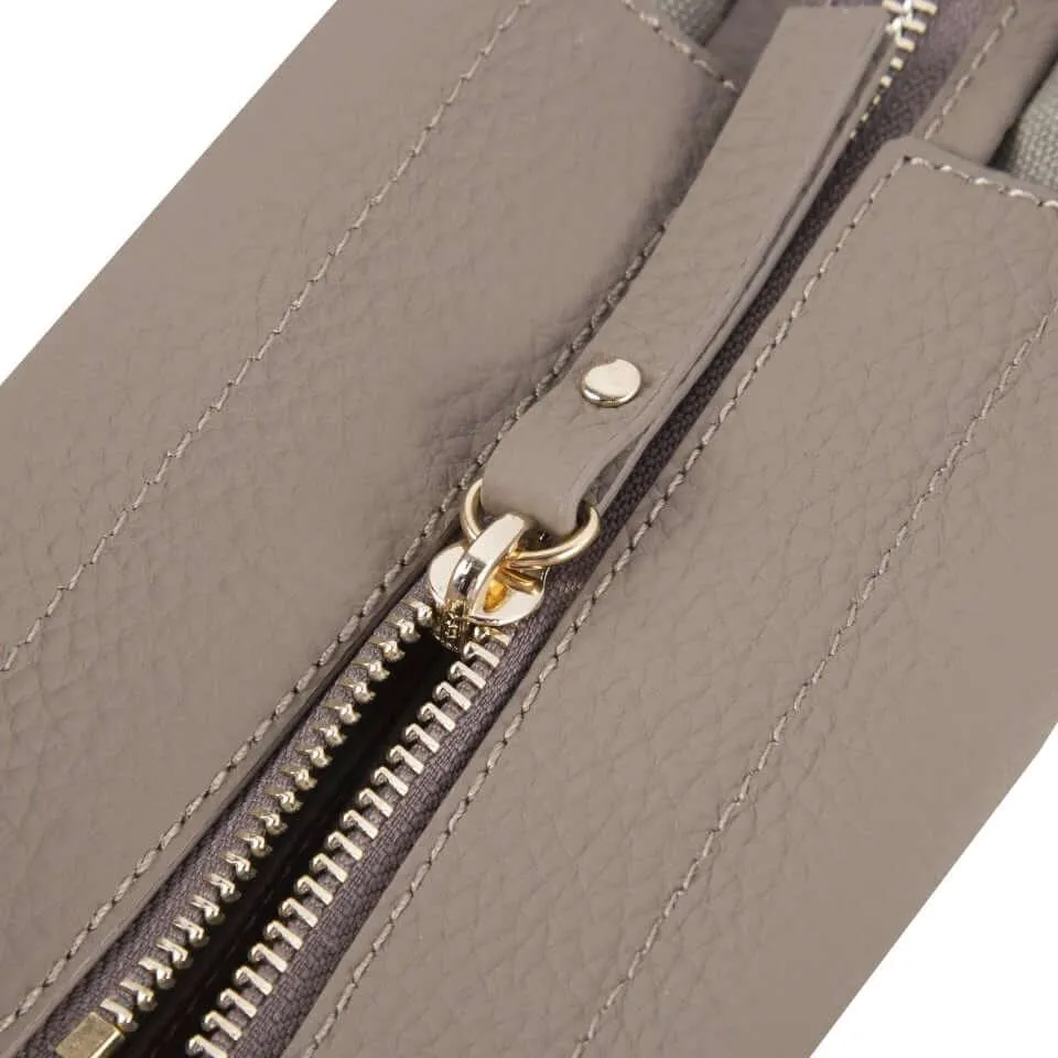 INA - Mini Tote Bag in Leather & Canvas _ White & Cream