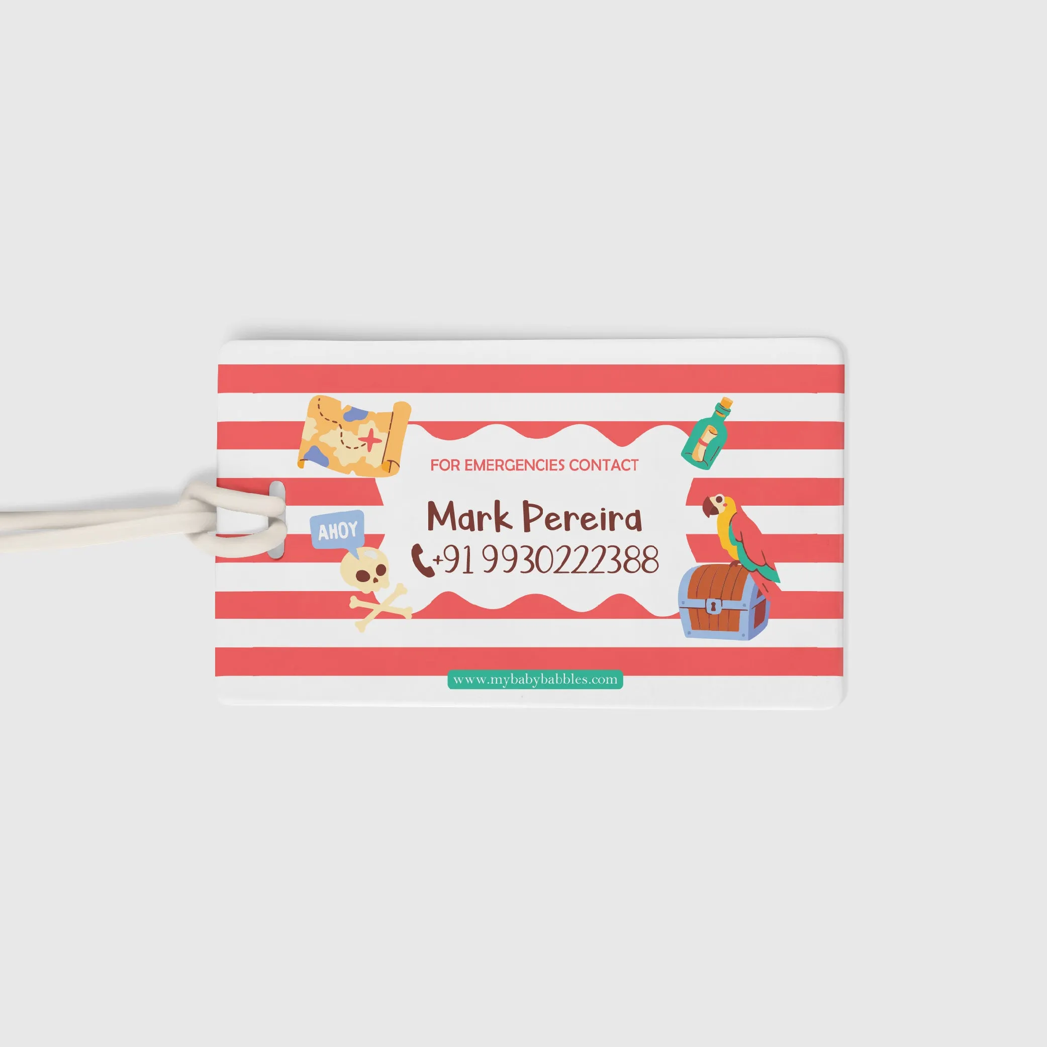 Luggage Tags - Pirate Red , Set of 2