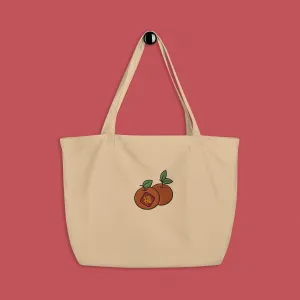 Mandarin Orange Embroidered Large Tote