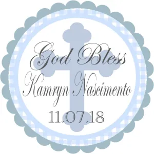 Pastel Blue God Bless Stickers Or Favor Tags