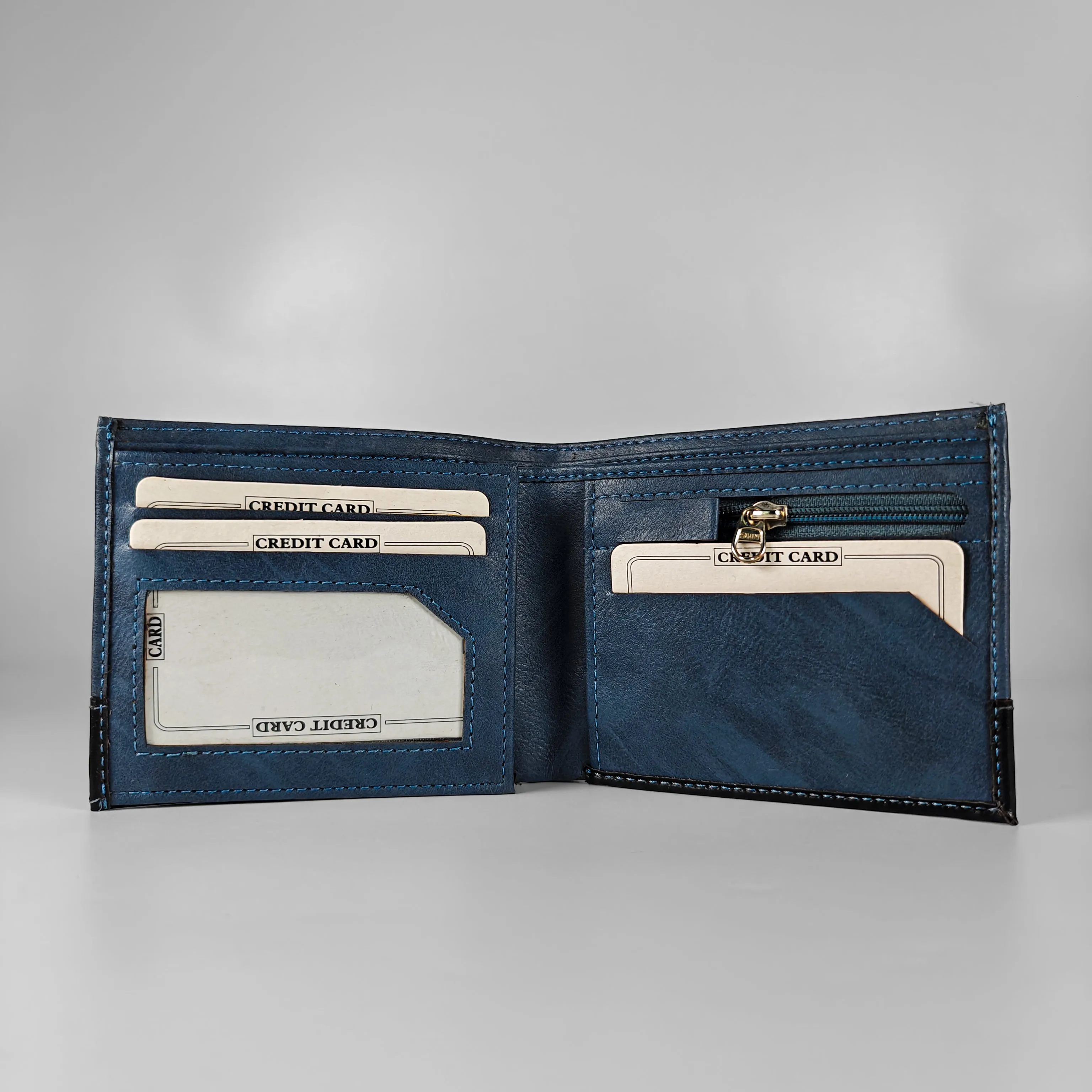Personalized Men's Wallet - Blue and Black (Dual Tone)