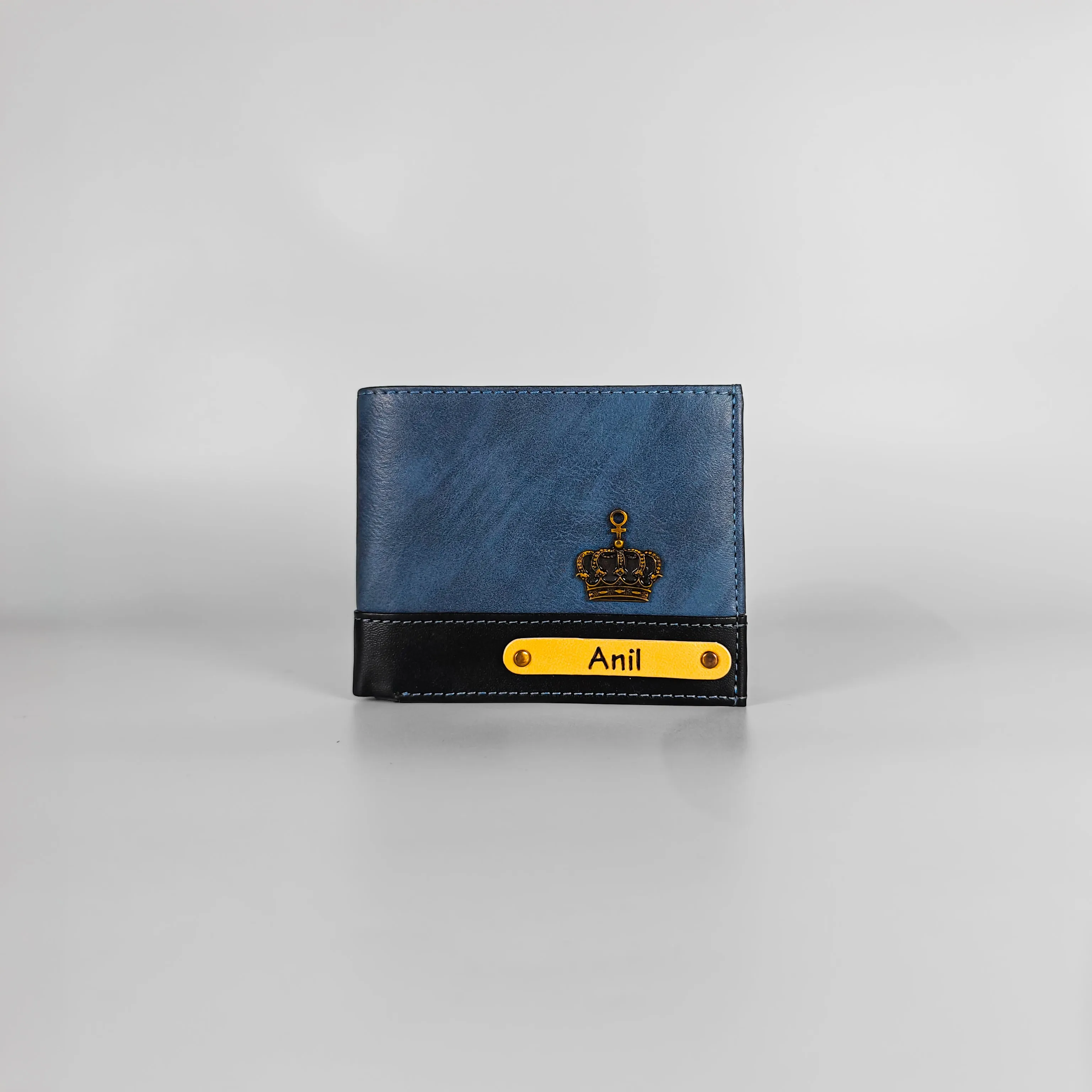 Personalized Men's Wallet - Blue and Black (Dual Tone)