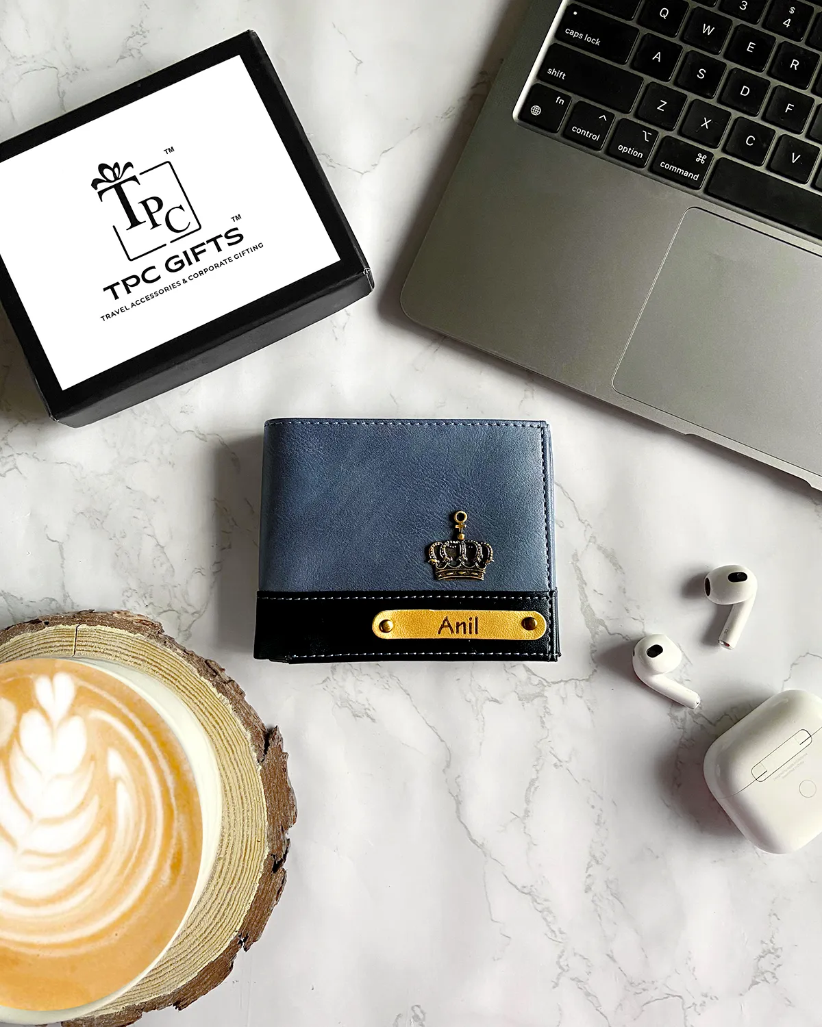 Personalized Men's Wallet - Blue and Black (Dual Tone)