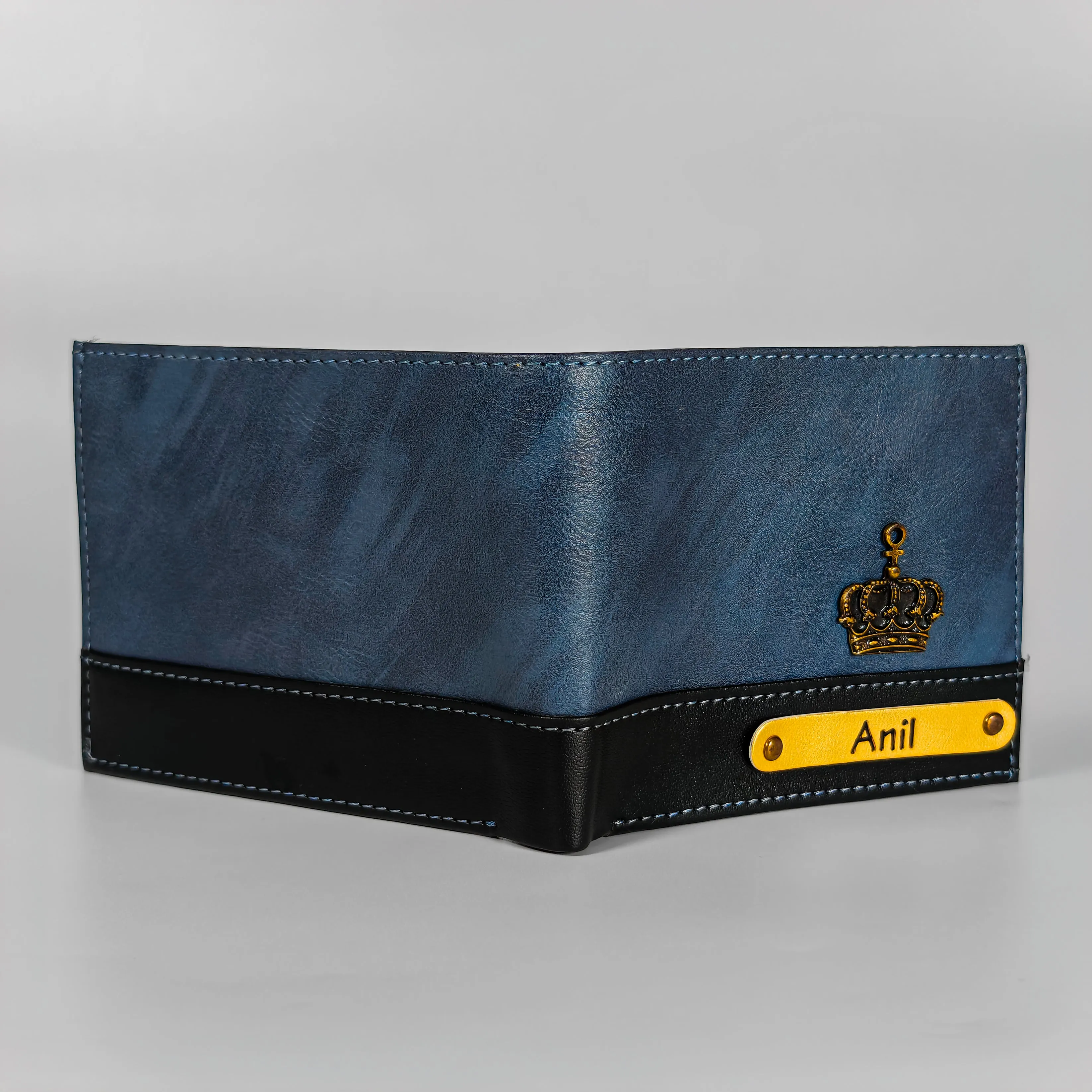 Personalized Men's Wallet - Blue and Black (Dual Tone)
