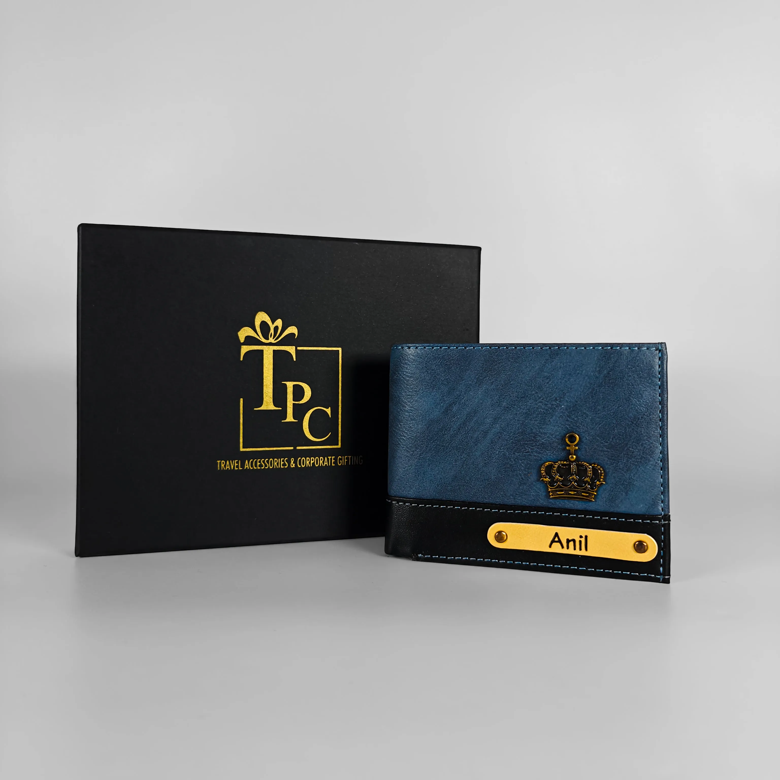 Personalized Men's Wallet - Blue and Black (Dual Tone)