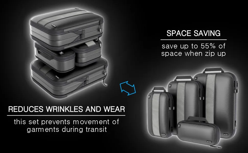 Premium Compression Packing Cubes Double-Sided / Clean Dirty  - Bag Factor Dual-Sided Luggage Organizer Set for Travel