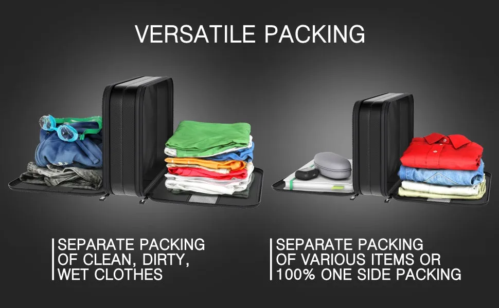 Premium Compression Packing Cubes Double-Sided / Clean Dirty  - Bag Factor Dual-Sided Luggage Organizer Set for Travel