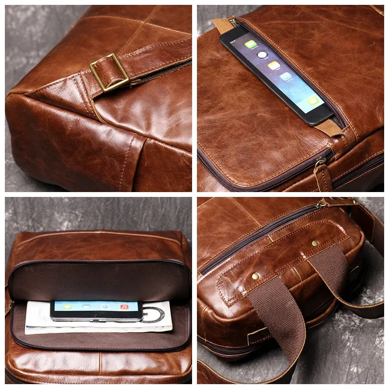 Retro Full Grain Leather Backpack Mens Leather Travel Backpack Genuine Leather Large Capacity Handle Bag Unisex Laptop Bag