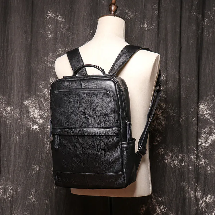 Retro Full Grain Leather Backpack Mens Leather Travel Backpack Genuine Leather Large Capacity Handle Bag Unisex Laptop Bag
