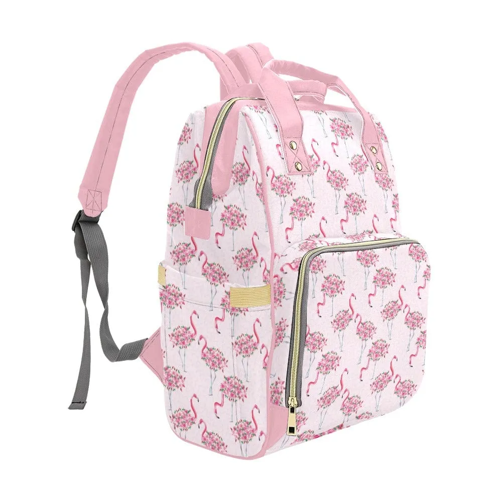Rosy Flamingo Multifunctional Diaper Backpack Bag